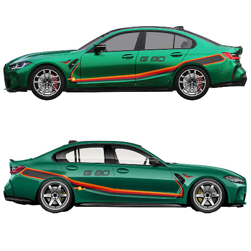M Performance G80 Rear Side Doors Stripes Vinyl Decal for BMW M3 G80 