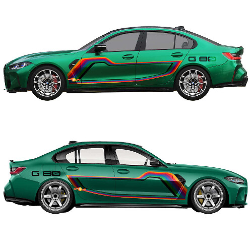 M Performance G80 Racing Graphic Stripes Doors Vinyl Decal for BMW M3 G80 