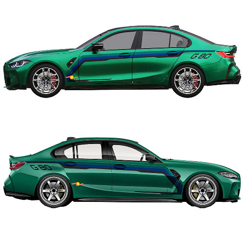 M Performance G80 Rear Side Doors Stripes Vinyl Decal 2 for BMW M3 G80