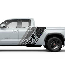 Vintage Mountains Topographic Style Stripes Rear Door Side Vinyl Stickers Decal For Toyota Tundra CrewMax 2