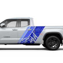Vintage Mountains Topographic Style Stripes Rear Door Side Vinyl Stickers Decal For Toyota Tundra CrewMax_3