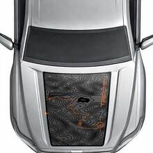 Blackout Topographic Map Adventure trip TRD 4x4 Off Road Vinyl Hood Decal Sticker for Toyota Tacoma 2024 and up 2