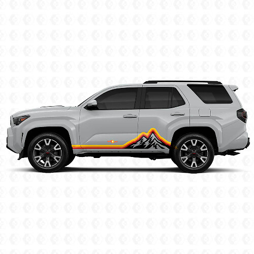 Mountains Vintage Style Stripes Graphic Rocker Panel Door Side Vinyl Stickers Decal For Toyota 4Runner 6th Gen 1