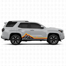 Mountains Vintage Style Stripes Graphic Rocker Panel Door Side Vinyl Stickers Decal For Toyota 4Runner 6th Gen 2