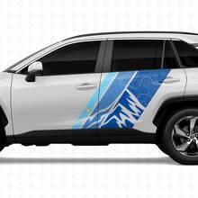 Vintage Mountains Topographic Style Door Side Stripes Vinyl Stickers Decal For Toyota RAV4 2025 2
