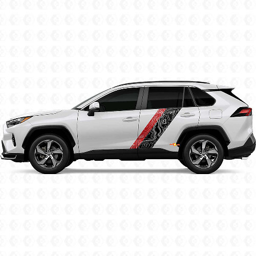 Topographic Map Style Door Side Stripes Vinyl Stickers Decal For Toyota RAV4 2025 1
