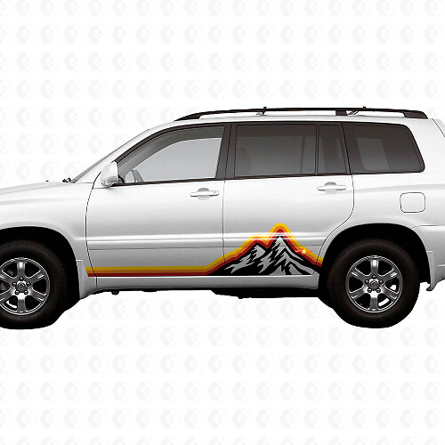 Mountains Vintage Style Graphic Side Stripes Vinyl Stickers Decal For Toyota Highlander 2006 1