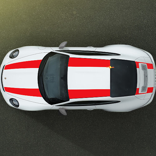 Wide Double Racing Stripes Hood Roof Trunk Vinyl Decal Kit For Porsche 911R 1