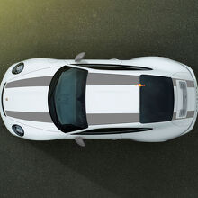 Wide Double Racing Stripes Hood Roof Trunk Vinyl Decal Kit For Porsche 911R 2