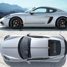Racing Stripes Sides Hood Roof Trunk Vinyl Decal Kit For Porsche 718 Cayman Boxster 2