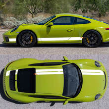Double Racing Stripes Sides Hood Roof Trunk Vinyl Decal Kit For Porsche 718 Cayman Boxster 2