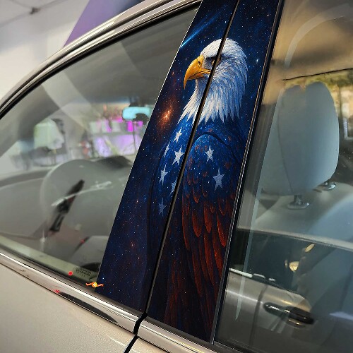 Bald Eagle USA Style Pillar Doors Vinyl Decal Sticker