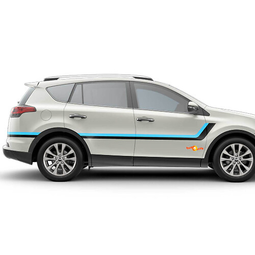 Twin Stripes Door Side Vinyl Stickers Decal For Toyota RAV4 2013-2018