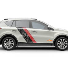 Topographic Map Style Door Side Stripes Vinyl Stickers Decal For Toyota RAV4 2013-2018 3