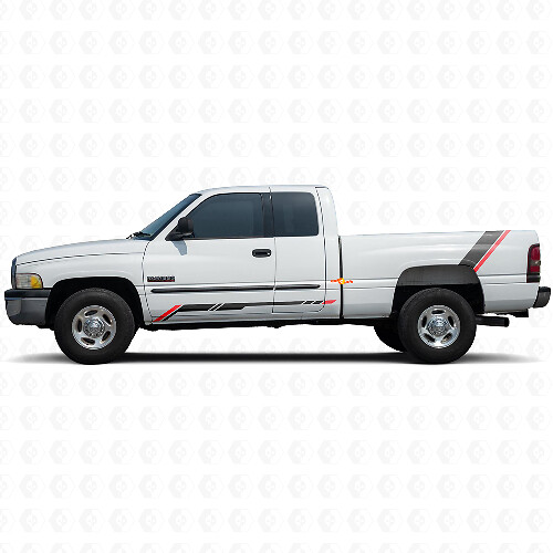 Checkered Stripes Rocker Panel Rear Side Vinyl Sticker Decal for Dodge Ram 1500 1994-2001 1