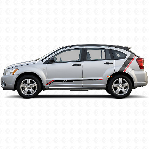 Twin Stripes Rocker Panel Rear Side Vinyl Sticker Decal for Dodge Caliber 2007-2012