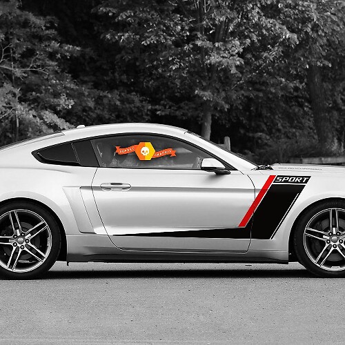Roush Style Side Stripes Graphics Stickers Decals Duo Color for Ford Mustang
