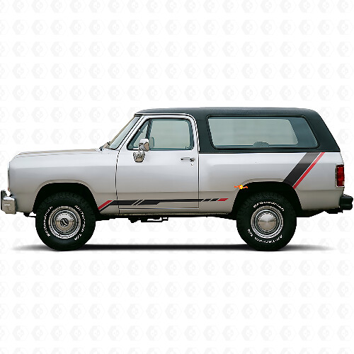 Twin Stripes Rocker Panel Rear Side Vinyl Sticker Decal for Dodge Ramcharger 1974-1993