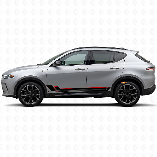 Twin Stripes Rocker Panel Vinyl Decal Kit for Dodge Hornet 2023+ 1