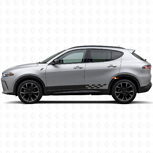 Checkered Stripes Rocker Panel Vinyl Decal for Dodge Hornet 2023+