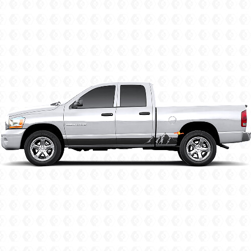 Mountains Wide Stripes Rocker Panel Vinyl Decal for Dodge Ram 1500 2002-2008 1