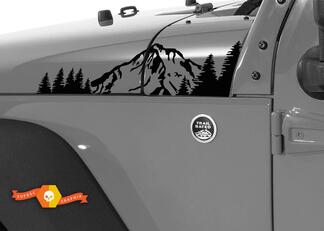 2 Jeep Mountain Forest Rubicon JK hood Sticker Decal