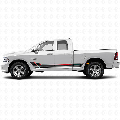 Twin Stripes Rocker Panel Vinyl Decal Kit for Dodge Ram 1500 2011-2018