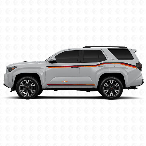 Triple Racing Stripes Rocker Panel and Doors Vinyl Decal Kit For Toyota 4Runner 1