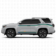 Triple Racing Stripes Rocker Panel and Doors Vinyl Decal Kit For Toyota 4Runner 2