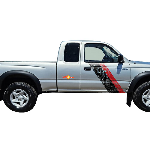 Twin Topografic Stripes Side Vinyl Decal for Toyota Tacoma 1995-2004  1