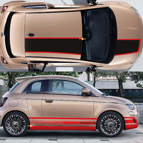 Racing Stripes Hood Roof Side Vinyl Decal Kit for Fiat 500 Abarth 1