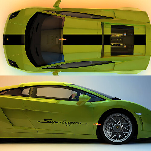 Racing Stripes Hood Roof Trunk Side Vinyl Decal Kit for Lamborgini Gallardo SL-2 2003-2013 1