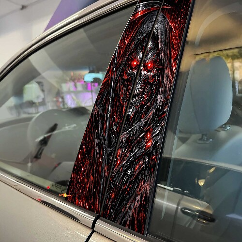 Cyber Reaper Skull Pillar Doors Vinyl Decal Sticker