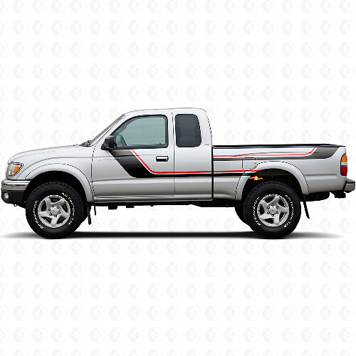 Twin Stripes Door and Rear Side Vinyl Decal Kit for Toyota Tacoma 1995-2004 1
