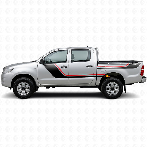 Twin Stripes Door and Rear Side Vinyl Decal Kit for Toyota Hilux 2004-2015 1