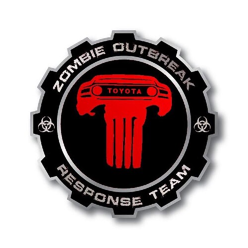 PAIR ZOMBIE OUTBREAK RESPONSE TEAM Toyota FJ Cruiser side vinyl stickers decals