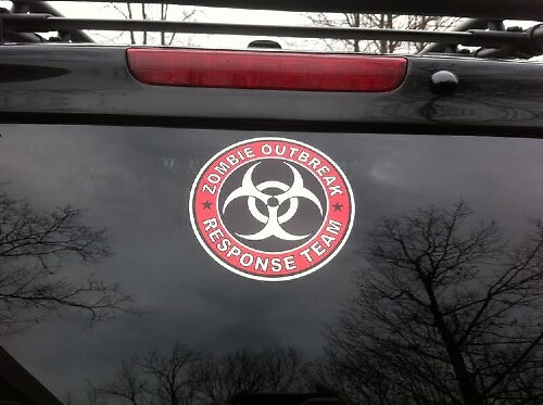 PAIR ZOMBIE OUTBREAK RESPONSE TEAM Toyota FJ Cruiser side vinyl stickers decals LOGO