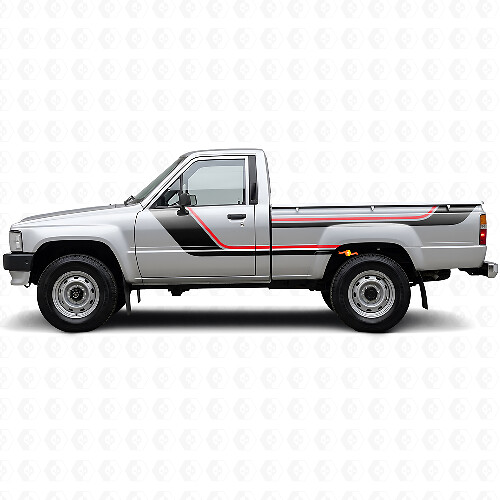 Twin Stripes Door and Rear Side Vinyl Decal Kit for Toyota Hilux 1983-1988 1