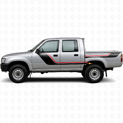 Twin Stripes Door and Rear Side Vinyl Decal Kit for Toyota Hilux 1988-1997 1