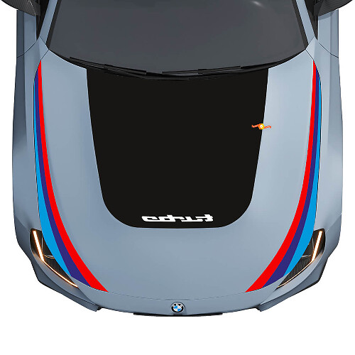 Blackout Turbo and M Performance Stripes Hood Vinyl Decal for BMW M2 G87