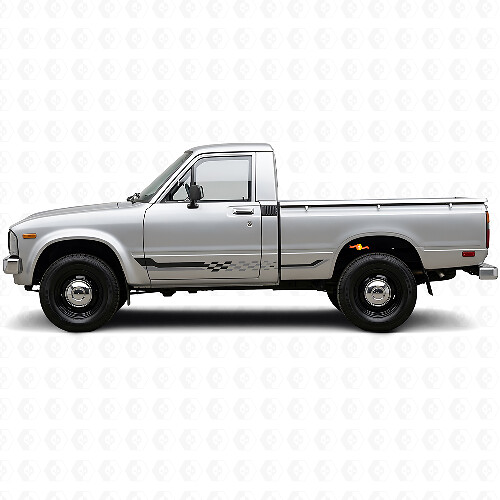 Checkered Flag Side Stripes Vinyl Decal for Toyota Hilux 1978-1983_1
