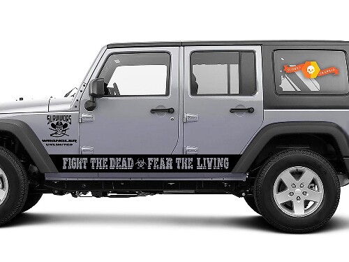 Fight The Dead Fear The Living Side Door Stripes Vinyl Sticker Decals for Jeep Wrangler Rubicon