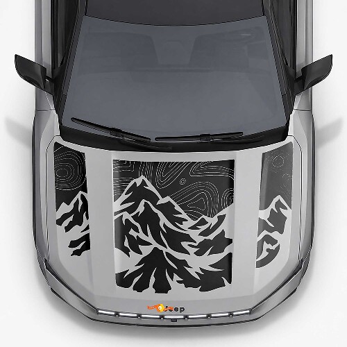 Mountain Topographic Style Hood Stripes Vinyl Decal for Jeep Compass 2026 1