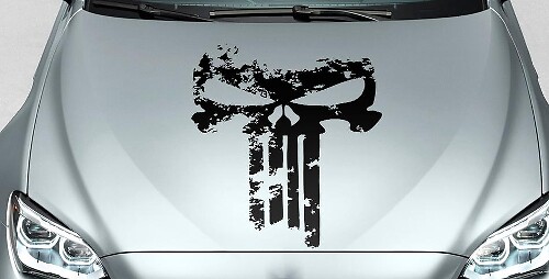 PUNISHER skull Distressed blood hood side vinyl decal sticker for car track suv #22