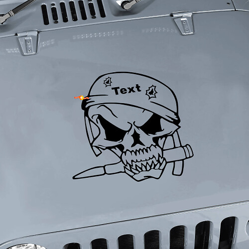 Custom Military Soldier Skull Hood Vinyl Decal For Jeep Wrangler _1