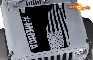 America hood decal distressed flag  Decal CJ YJ TJ JK Vinyl Sticker