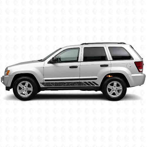 Topographic Style Stripes Side Vinyl Decal for Jeep Grand Cherokee 2005-2010