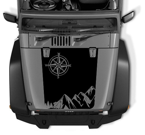 Compass Mountain Style Hood Vinyl Decal for Jeep Wrangler