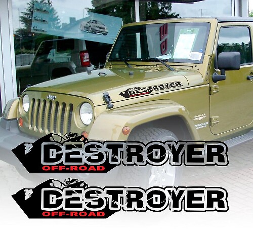 Destroyer Hood and Fender Vinyl Decal Sticker Set for Jeep Wrangler Rubicon TJ JK CJ YJ