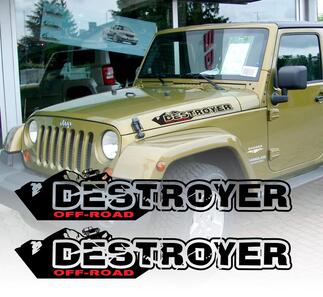 Pair of DESTROYER Wrangler Decal set Jeep stickers hood fender graphic TJ JK CJ YJ rubicon